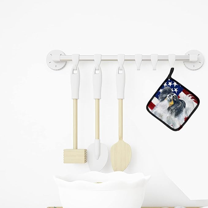 Caroline's Treasures BB9657PTHD Papillon Patriotic Pair of Pot Holders Kitchen Heat Resistant Pot Holders Sets Oven Hot Pads for Cooking Baking BBQ, 7 1/2 x 7 1/2