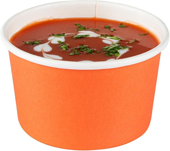 Coppetta 5-Ounce Dessert Cups, 50 Disposable Ice Cream Cups - Lids Sold Separately, Sturdy, Orange Paper Frozen Yogurt Bowls, For Hot And Cold Foods, Perfect For Gelato Or Mousse - Restaurantware