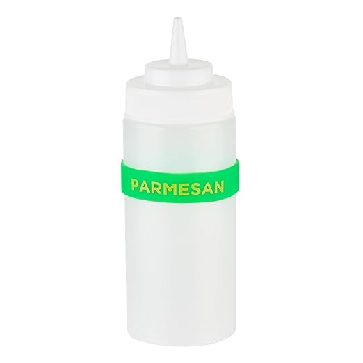 Restaurantware Silicone Squeeze Bottle Band 10 Count 2.75 Inch Dishwasher Safe Condiment Identification Band, Parmesan Green Non-Slip Label Band for Condiment Labeling at Restaurants, Food Trucks