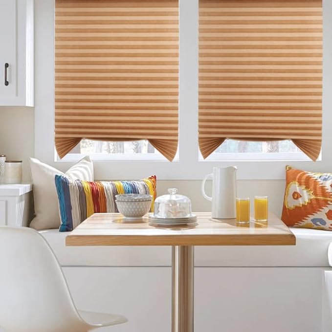 MALOKI Pleated Window Blinds,Temporary Blinds Cordless No Drill Paper Shades for Window Door Stick on No Screw Room Darkening Shades for Bedroom Bathroom Kitchen