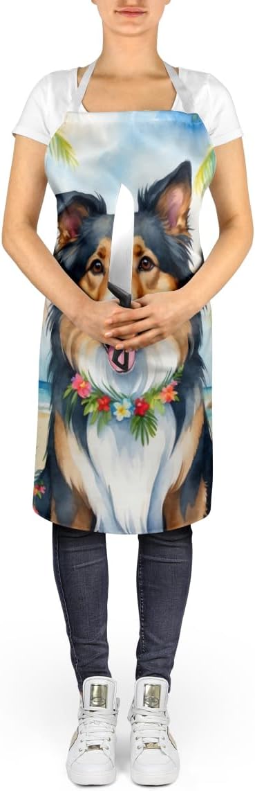 Caroline's Treasures Collie Luau Apron Cooking Kitchen Server Baking Crafts Gardening for Adult Women Men, Unisex, Large, Multicolor