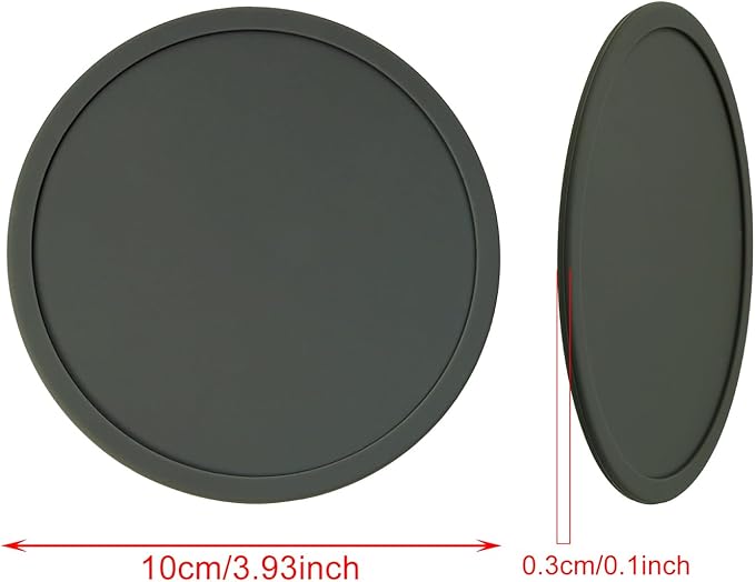 ONLYKXY 3 Pieces 3.93 Inch Silicone Coasters, Round Coasters for Drinks, Beverage Coffee Tea Coaster (Dark Grey)