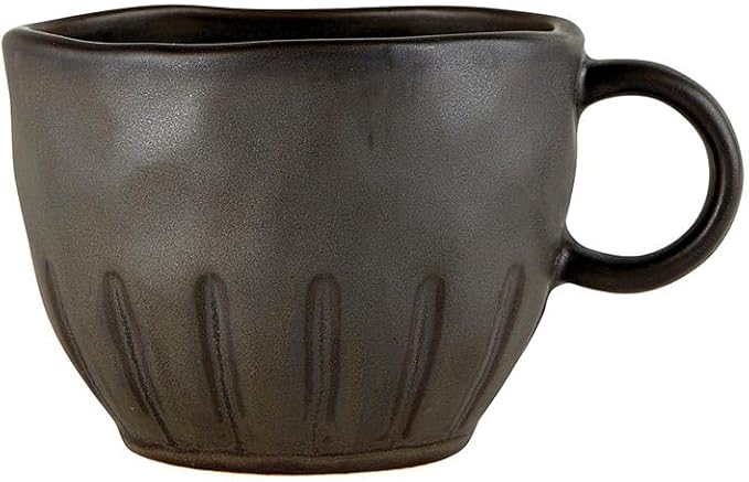 47th & Main Stoneware Tea Cup Stoneware Mug with Handle, 4.5" L x 3.25" W x 2.5" H, Black