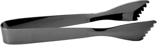 Ice Tongs Food Grade Thicken Stainless Steel Prevents Slipping Sugar Food Tweezers for Home Kitchen Bar Mirror Ice Bucket Party Coffee Bar (Black Plated)