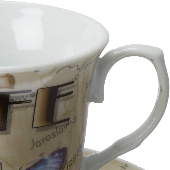 Lorenzo Import Coffee Cups on Metal Stand-Butterfly (Set of 4), Multicolor