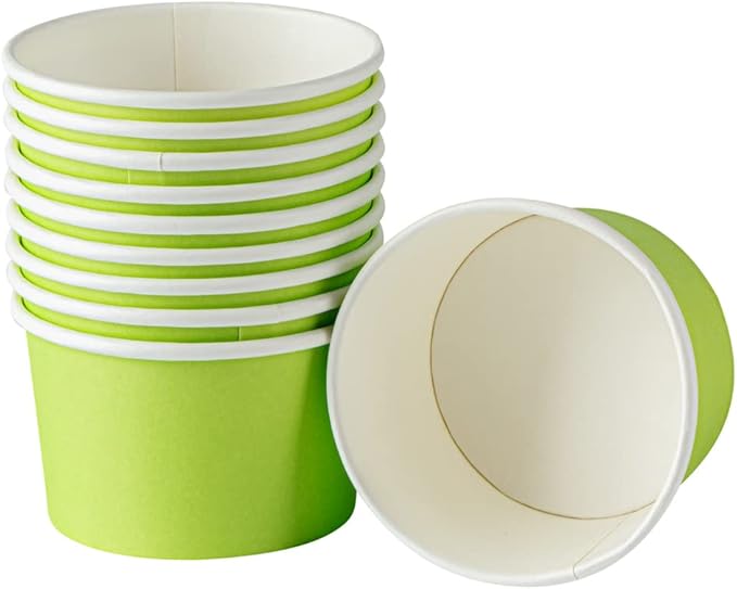 Coppetta 3 Ounce Paper Cups, 200 Durable To Go Cups - Lids Sold Separately, Disposable, Green Paper Dessert Cups, Freezable, For Cafes And Restaurants - Restaurantware