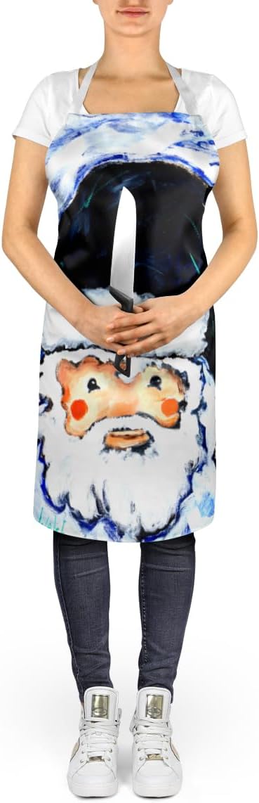 Caroline's Treasures Novena Blue Santa Claus Apron Cooking Kitchen Server Baking Crafts Gardening for Adult Women Men, Unisex, Large, Multicolor