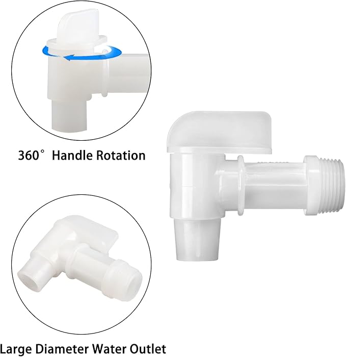 Barrel Faucet White Manual Handle Drum Faucet PE Plastic Drum Tap for Plastic or Steel Oil Drum or Water Container 3/4” by MUGLIO(10PCS)