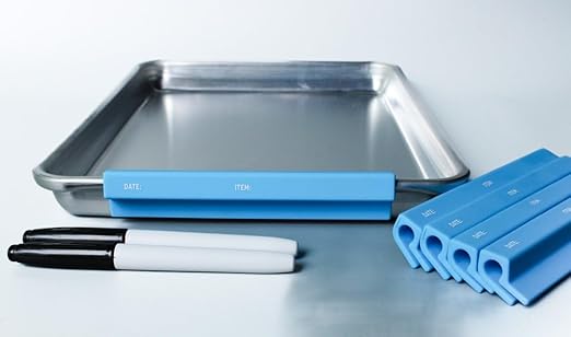 Culinary ID Bands Blue Silicone Sheet Pan Clip Label, Writable and Erasable, Reusable Food Grade Silicone, Dry Erase Compatible, Organize and Identify Sheet Pans Easily, 1 Pack