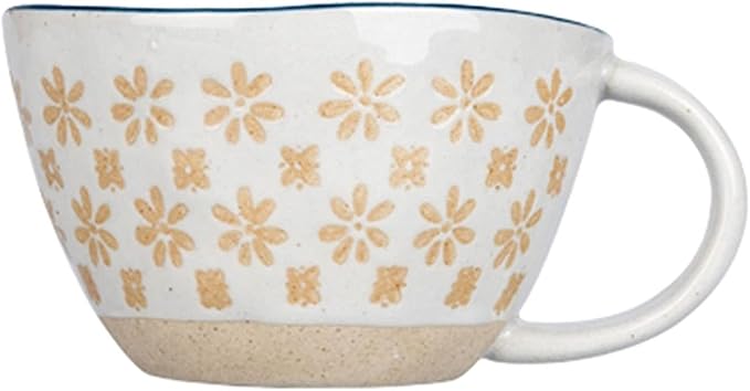 Latte Mug 10.5 Oz Japanese Vintage Ceramic Coffee Mug with Handgrip Heat Resistant Coffee Cup for Breakfast Milk Oatmeal Coffee Office Home for Any Kitchen (Color : 1) (1)