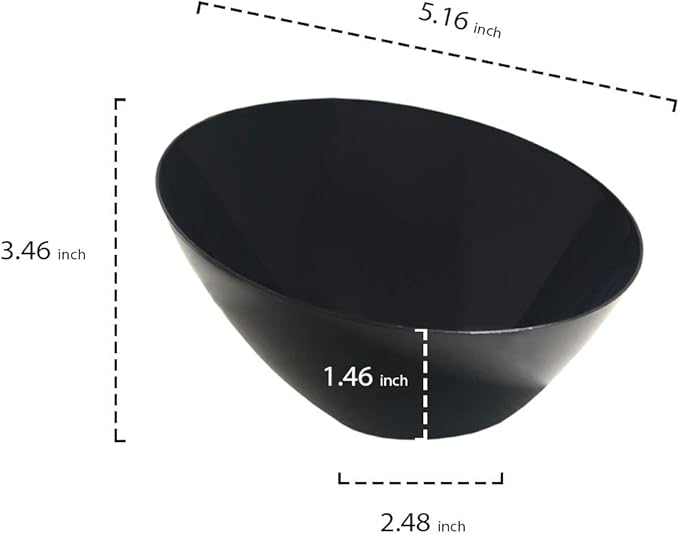 Party Essentials N088417 Disposable Hard Plastic Contemporary Angle Bowl, 8-Count, 8 oz. Black