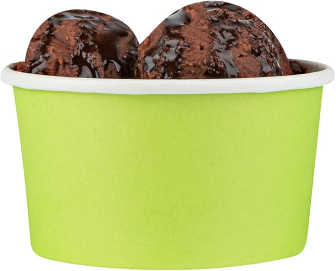 Restaurantware-Coppetta 8-Ounce Dessert Cups, 200 Disposable Ice Cream Cups - Lids Sold Separately, Sturdy, Light Green Paper Frozen Yogurt Bowls, For Hot And Cold Foods, Perfect For Gelato Or Mousse