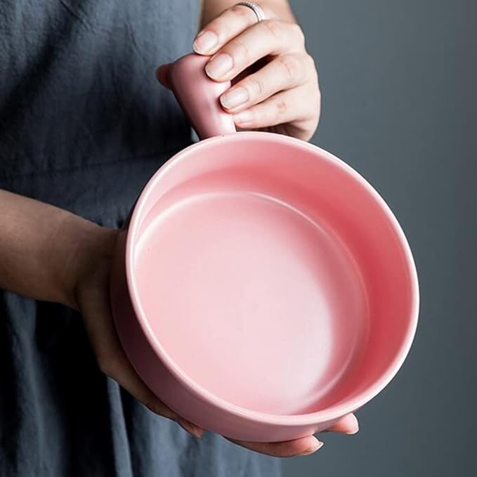 CALLARON Casserole Dishes for Oven - 6 inch Ceramic Baking Dish, Baking Tray with Handle, Round Roasting Lasagna Pan, Porcelain Deep Salad Pasta Plates, Kitchen Serving Tray, Dishwasher Safe, Pink