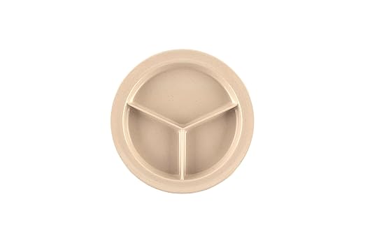G.E.T. CP-530-S-EC Heavy-Duty 3 Compartment Plastic Divided Compartment Plates, Deep Sided, 9", Sandstone (Set of 4)