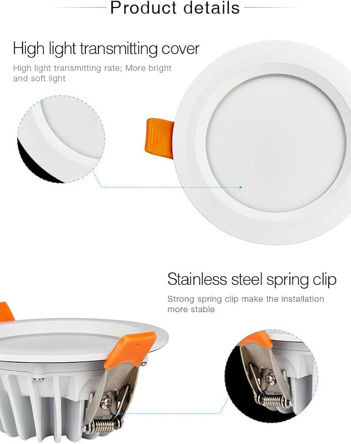 LGIDTECH FUT063 Miboxer RGB CCT 6W LED Recessed Ceiling Downlight 4 Inch AC100-240V IP54, Smartphone APP Control Via WL-Box2 Gateway(Sold Separately)