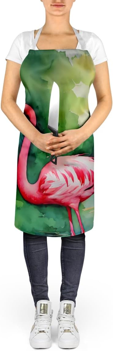 Caroline's Treasures Flamingo Apron Cooking Kitchen Server Baking Crafts Gardening for Adult Women Men, Unisex, Large, Multicolor