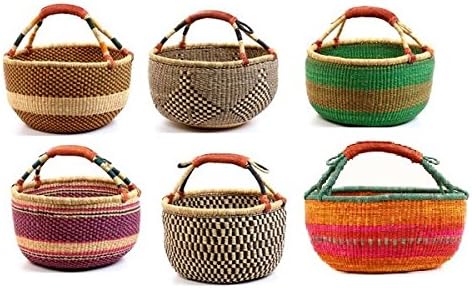 XL Bolga African Bolga Basket Fair Trade Ghana Baskets toys Egg baskets -17"-18" Across (COLORS VARY) 1 EA