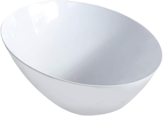Party Essentials Disposable Hard Plastic Contemporary Angle Bowl, 4-count, 20 oz. White