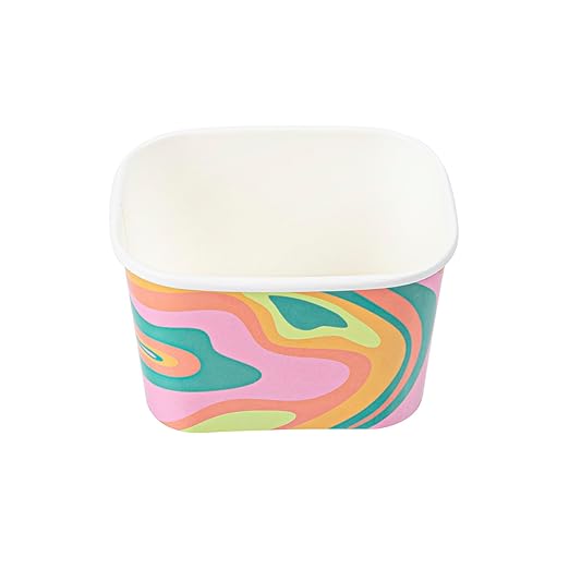 Coppetta 12 Ounce Dessert Cups, 200 Greaseproof Ice Cream Cups - Lids Sold Separately, For Hot And Cold Foods, Psychedelic Sunrise Paper Yogurt Bowls, Disposable, Sturdy - Restaurantware