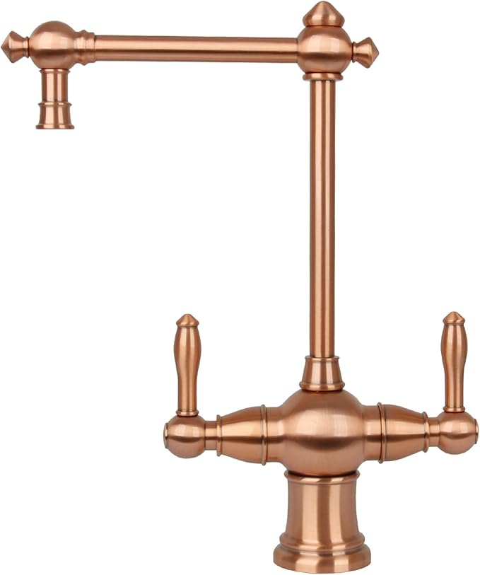Akicon Two-Handles Copper Drinking Water Filter Faucet, Dual Lever Hot and Cold Water Faucet for Instant Hot Water Tank Dispenser & Filtration System (Modern Style)