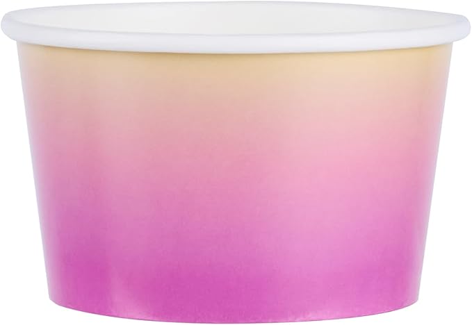 Coppetta 8 Ounce Dessert Cups, 50 Greaseproof Ice Cream Cups - Lids Sold Separately, For Hot And Cold Foods, Orange And Blue Ombre Paper Yogurt Bowls, Disposable, Sturdy - Restaurantware