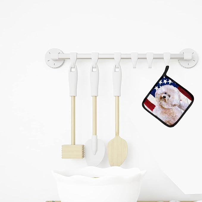 Caroline's Treasures BB9705PTHD Bichon Frise #2 Patriotic Pair of Pot Holders Kitchen Heat Resistant Pot Holders Sets Oven Hot Pads for Cooking Baking BBQ, 7 1/2 x 7 1/2