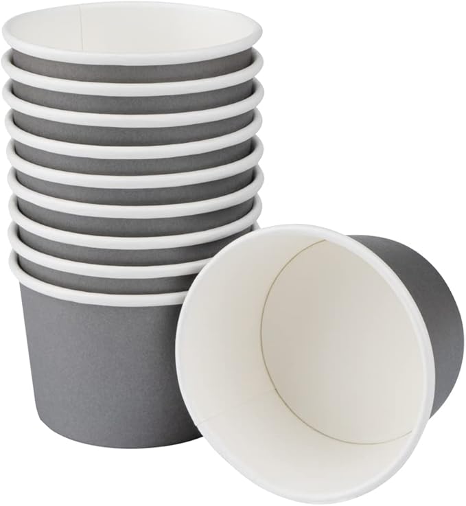 Coppetta 4 Ounce Dessert Cups, 50 Disposable Ice Cream Cups - Lids Sold Separately, Heavy-Duty, Gray Paper Frozen Yogurt Bowls, For Hot And Cold Foods, Perfect For Gelato Or Mousse - Restaurantware