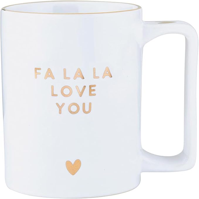 Santa Barbara Design Studio Holiday Ceramic Mug with Gold Foil Detail, 16-Ounces, Love You