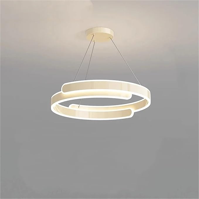 Nordic Double Layer C Aluminium Led Pendant Light for Table Dining Room Bedroom Office Decor Hanging Light Fixture,Full of Fashion(Cream D40cm)