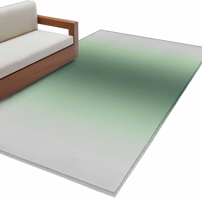 Area Rug 4x6ft, Rat Tail Green Gray Gradual Washable Rugs for Living Room Bedroom, Abstract Art Soft Non-Slip Area Rugs Rectangle Floor Carpet for Dining Room