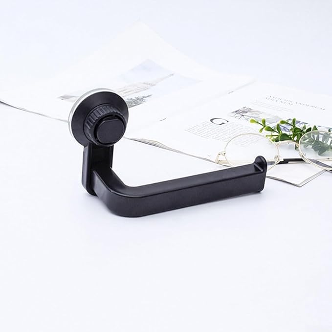 Punch-Free Paper Towel Holder, 10x14.5cm Wall-Mounted Toilet Roll Dispenser with Strong Suction Cup, ABS Material Bathroom Storage Organizer for Kitchen and Restroom(black)