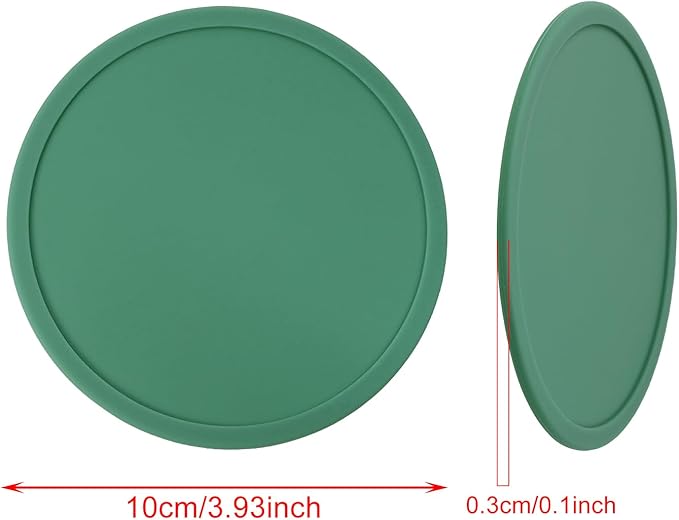 ONLYKXY 3 Pieces 3.93 Inch Silicone Coasters, Round Coasters for Drinks, Beverage Coffee Tea Coaster (Dark Green)