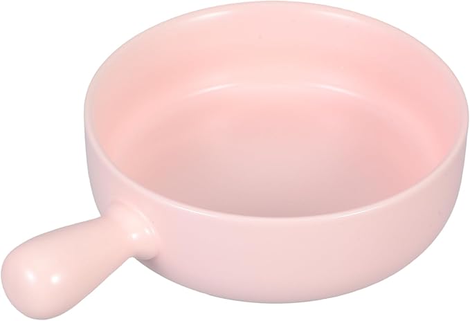 CALLARON Casserole Dishes for Oven - 6 inch Ceramic Baking Dish, Baking Tray with Handle, Round Roasting Lasagna Pan, Porcelain Deep Salad Pasta Plates, Kitchen Serving Tray, Dishwasher Safe, Pink