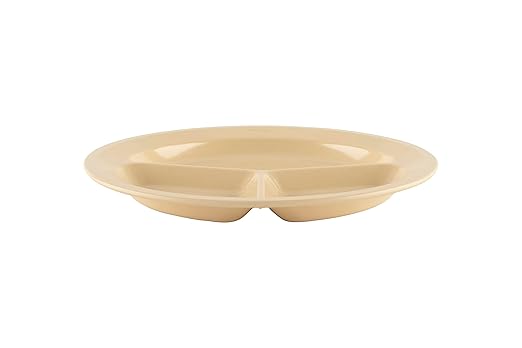 G.E.T. CP-532-T-EC Heavy-Duty 3 Compartment Plastic Divided Compartment Plates, Deep Sided, 11", Tan (Set of 4)