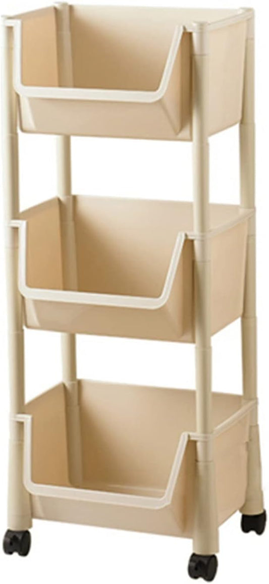 Kitchen Storage Rack Kitchen Plastic Vegetable Rack Floor-to-Ceiling Multi-Layer Vegetable Shelf Vegetable Basket Storage Basket Supplies Household Storage Shelves (Color : B) (Brass)
