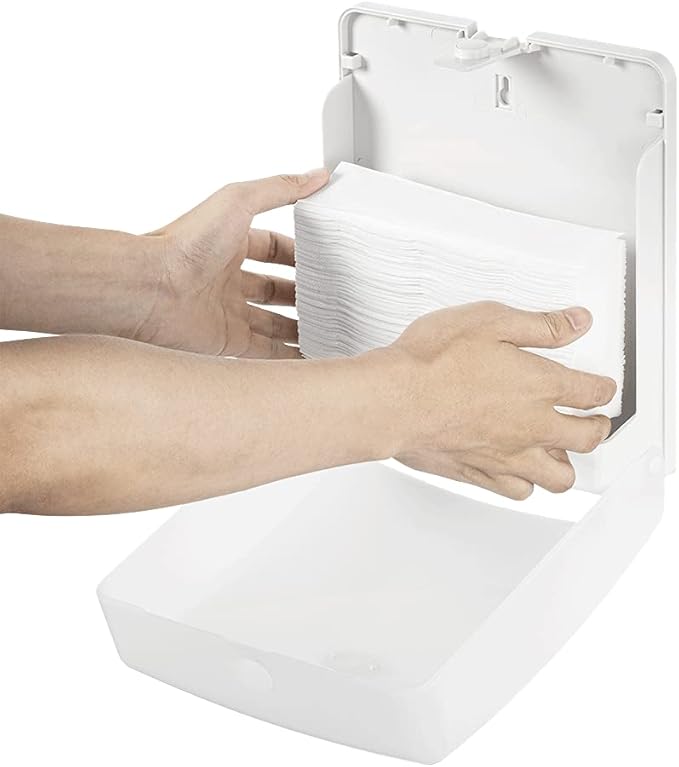 EZbrnd Wall Mount SLIMFOLD Hand Towel Dispenser for Kitchen/Washroom/Office/RV/Airbnb, Pearl White, 3210-EZ