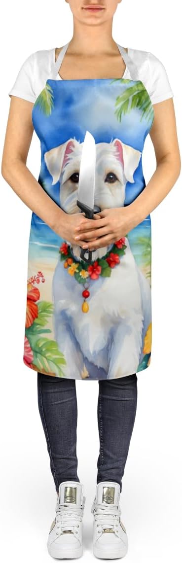 Caroline's Treasures Sealyham Terrier Luau Apron Cooking Kitchen Server Baking Crafts Gardening for Adult Women Men, Unisex, Large, Multicolor