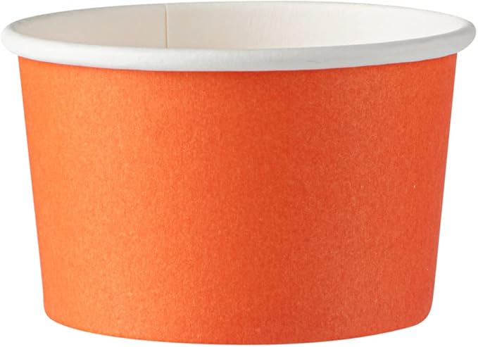 Coppetta 3-Ounce Dessert Cups, 200 Disposable Ice Cream Cups - Lids Sold Separately, Durable, Orange Paper Frozen Yogurt Bowls, For Hot And Cold Foods, Perfect For Gelato Or Mousse - Restaurantware