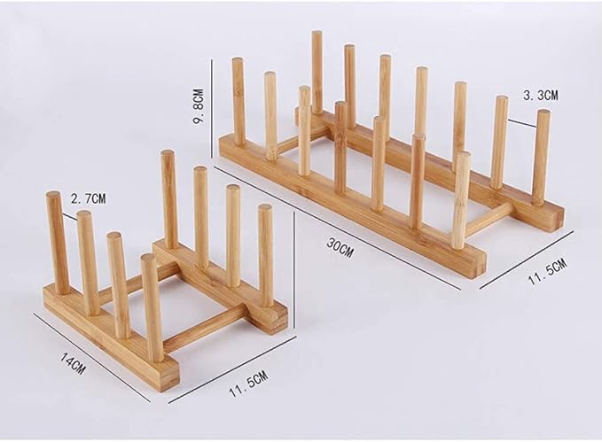 2pcs Wood Dish Racks Kitchen Countertop Plate Drainers Kitchen Supplies