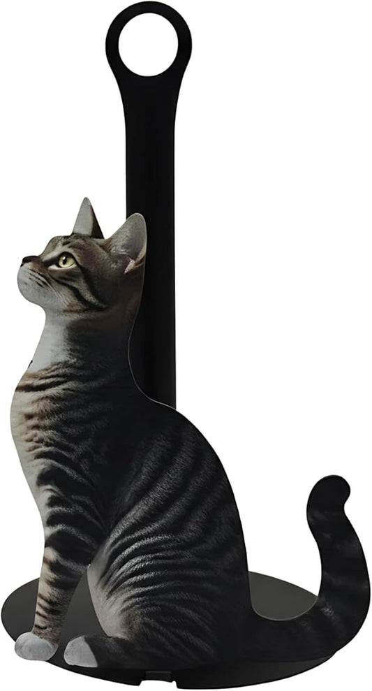 Cat Design Paper Towel Holder, 10.2 in Bar, Metal Kitchen Tabletop, Freestanding for Coffee Shop Or Dining