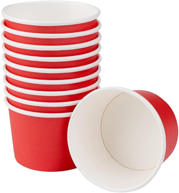 Coppetta 4 Ounce Dessert Cups, 200 Disposable Ice Cream Cups - Lids Sold Separately, Heavy-Duty, Red Paper Frozen Yogurt Bowls, For Hot And Cold Foods, Perfect For Gelato Or Mousse - Restaurantware