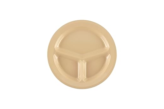 G.E.T. CP-532-T-EC Heavy-Duty 3 Compartment Plastic Divided Compartment Plates, Deep Sided, 11", Tan (Set of 4)