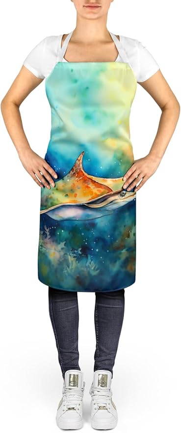 Caroline's Treasures Sting Ray Apron Cooking Kitchen Server Baking Crafts Gardening for Adult Women Men, Unisex, Large, Multicolor