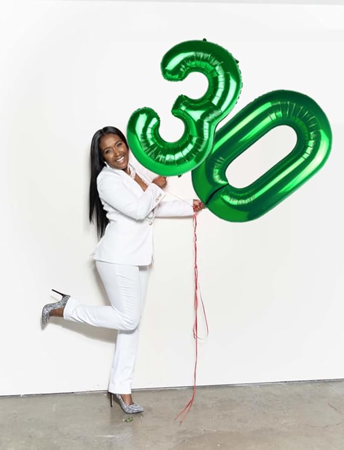 Numbers 3 Balloons Dark Green Party Decorations for Girl Boys, 40 In Big Three Balloons for Engagement, Wedding, Celebration Party, Graduations, Photo Shoot