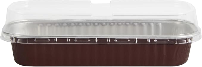 Restaurantware-6.8 Ounce 6.5 X 2.6 X 1.2 Inch Mini Cake Pans, 100 Round Baking Cup - Disposable, With Dome Lids, Coffee Brown Aluminum Cake Pans, Lightweight, For Frosted Mini Desserts