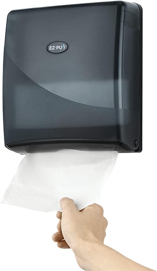 EZbrnd Wall Mount SLIMFOLD Hand Towel Dispenser for Kitchen/Washroom/Office/RV/Airbnb, Pearl Black, 3210B-EZ