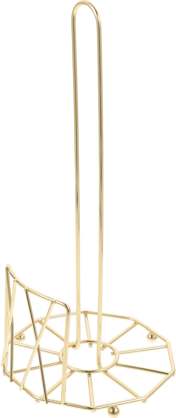 Freestanding Paper Towel Holder Iron Stand Kitchen Roll Paper Shelf Gold Metal Countertop Tissue Rack for Home and Commercial Use