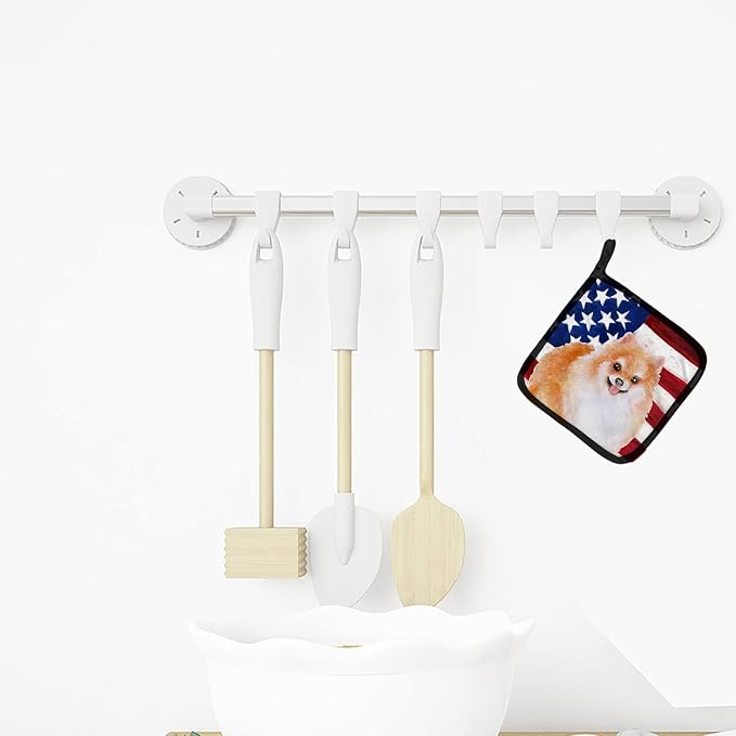 Caroline's Treasures BB9716PTHD Pomeranian #2 Patriotic Pair of Pot Holders Kitchen Heat Resistant Pot Holders Sets Oven Hot Pads for Cooking Baking BBQ, 7 1/2 x 7 1/2