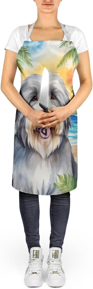 Caroline's Treasures Bearded Collie Luau Apron Cooking Kitchen Server Baking Crafts Gardening for Adult Women Men, Unisex, Large, Multicolor