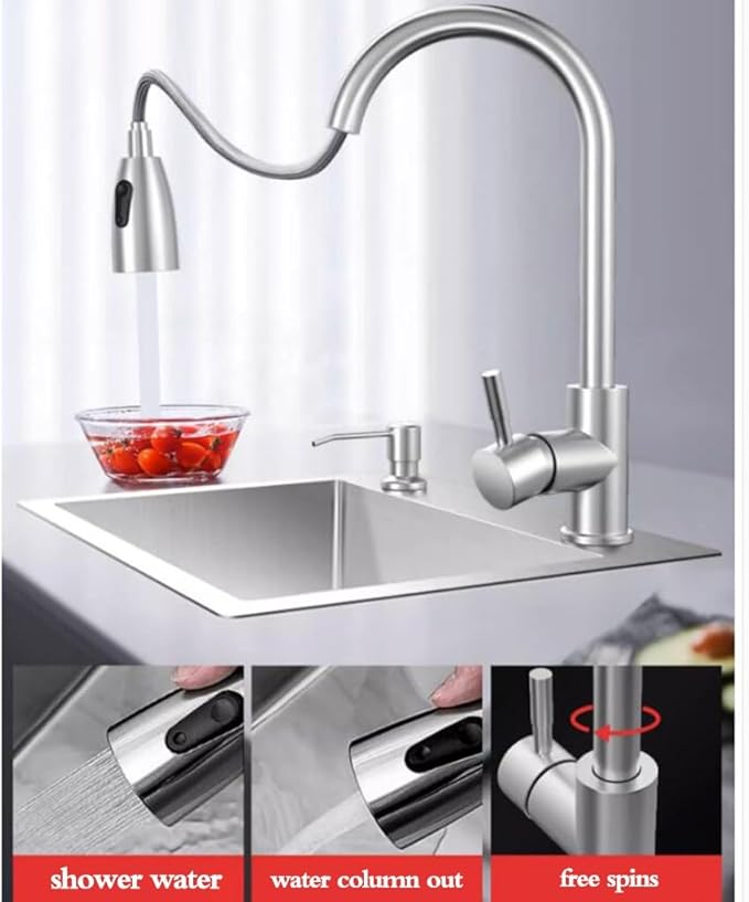 Single Bowl Household Silver Square Stainless Steel Small Sink Kitchen Bar Single Bowl Sink Embedded Vegetable Sink Balcony Hand Washing Pool (Silver 45 * 45 * 22cm)